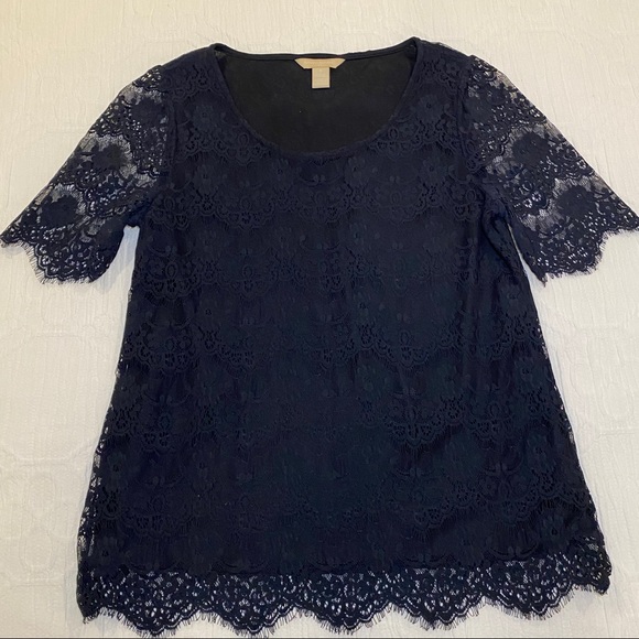 Banana Republic navy lace top - Picture 3 of 7